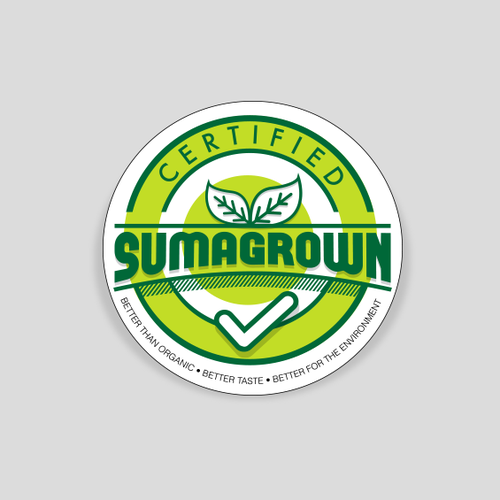 Tag design with the title 'Logo/visual idenity for Sumagrown global certification program!'