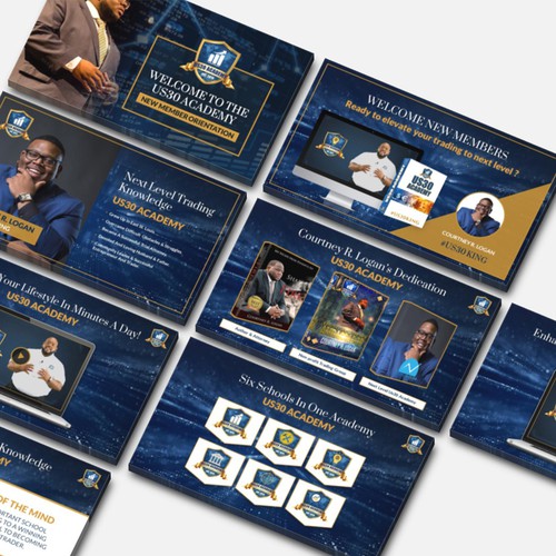 Training design with the title 'Upscale, Polished Re-Design of Completed PowerPoint'