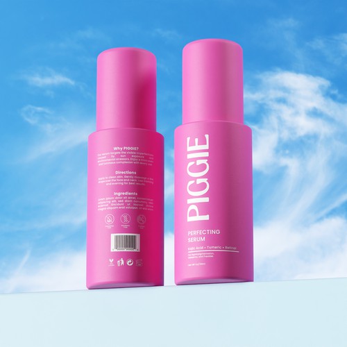 Serum packaging with the title 'PIGGIE Minimalist Skincare Label Design '