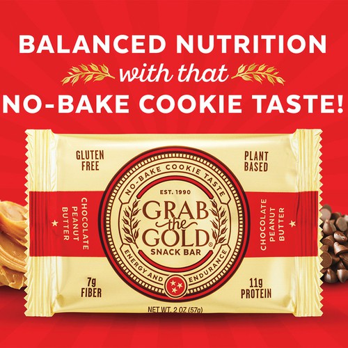 Chocolate design with the title 'Grab The Gold Snack Bar'