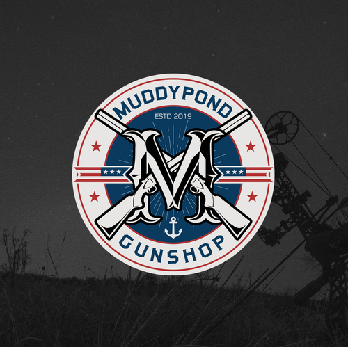 Army logo with the title 'Logo design for Muddypond Gunshop'