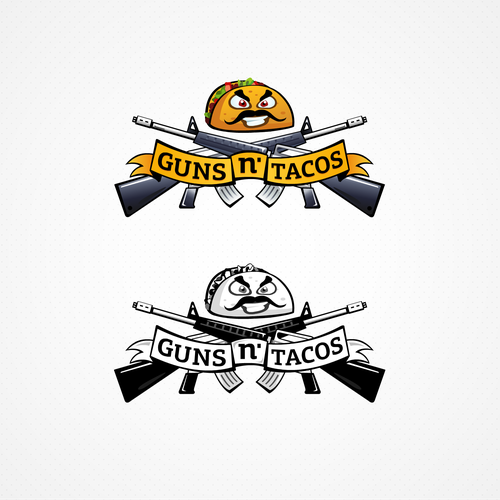 Mexican logo with the title 'Guns n' Tacos'