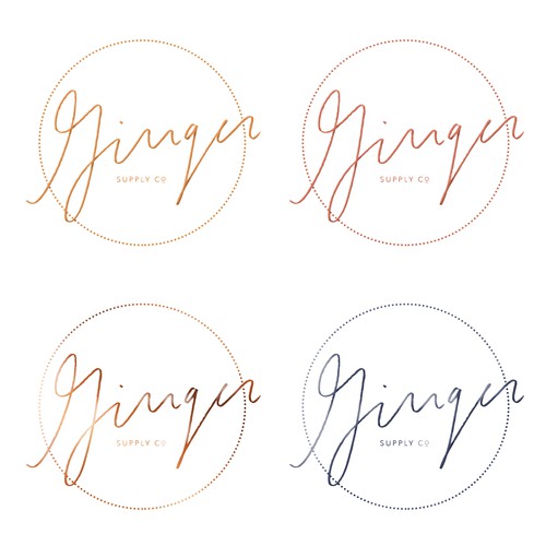 Hand-lettered logo with the title 'Ginger Supply Co Logo Options'