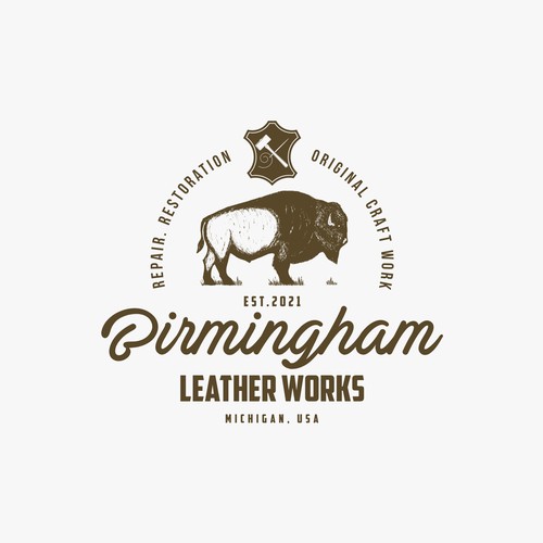 Craft brand with the title 'Hand-drawn logo for leather works'