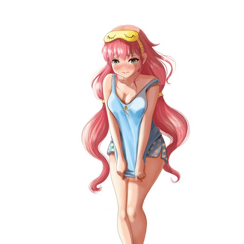 Anime artwork with the title 'Anime girl in pajamas'