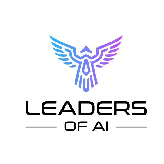 Edgy design with the title 'Leaders of AI'