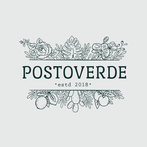 Floral logo with the title 'Logo design'