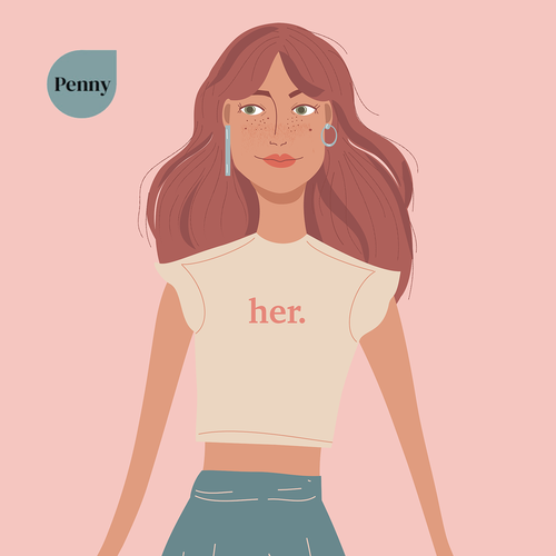 Girl artwork with the title 'Millennial Woman iIlustration'