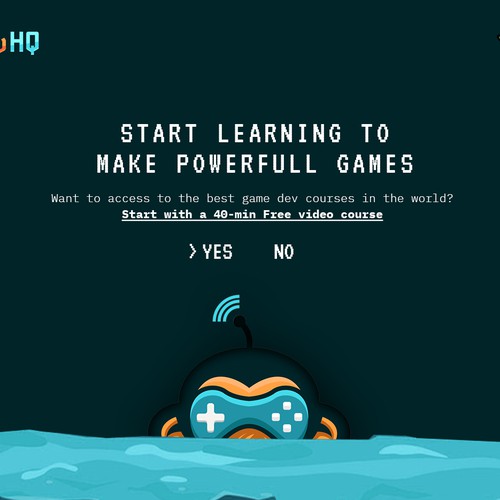 Game website with the title 'Game dev courses header design'