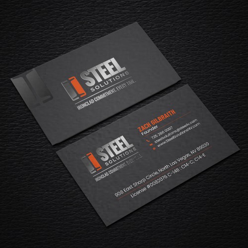 Steel design with the title 'Business Card for Structural Steel Construction Company in Las Vegas'