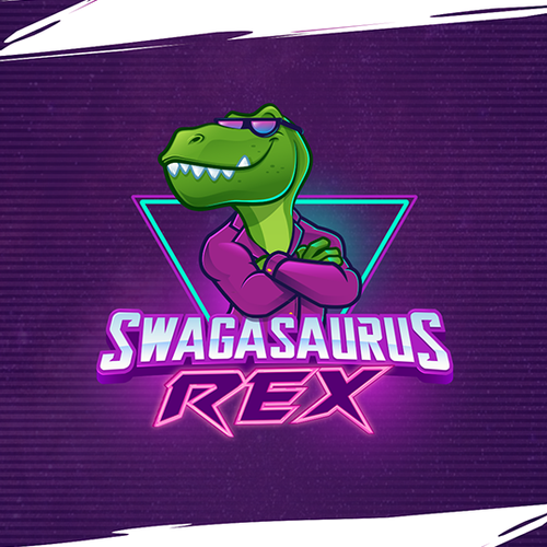 Dinosaur design with the title 'Swagasaurus Logo & Mascot'