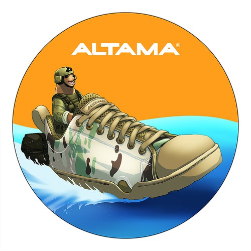 Water artwork with the title 'Seal in boot'