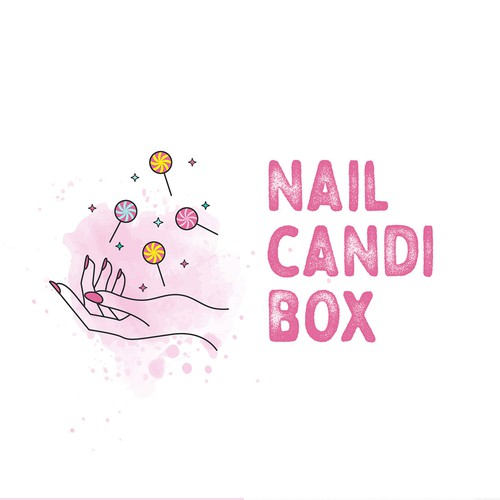 Nail design with the title 'Fun logo concept for a beauty box'