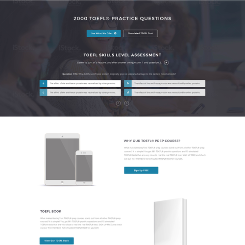 Language design with the title 'Homepage for BestMyTest'