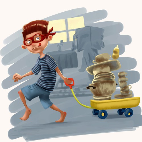 Storybook artwork with the title 'Ninja boy'