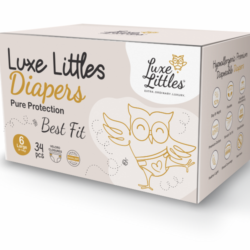 Diaper design with the title 'Luxury childrens line of products in search of a captivating, stylish and elegant design'
