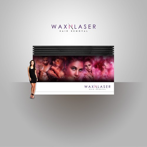 Backdrop design with the title 'WaxnLaser Entrance Wall Mural'