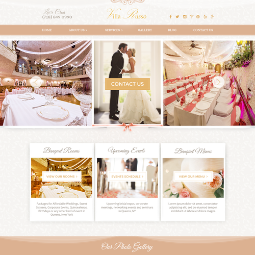 Restaurant website with the title 'Wedding Venue Needs World Class Website'