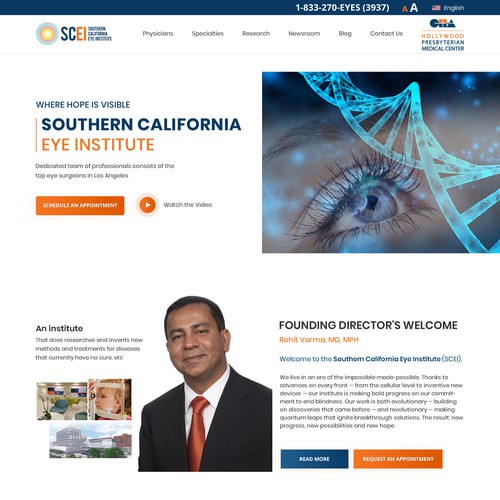 Health website with the title 'SOUTHERN CALIFORNIA EYE INSTITUTE'