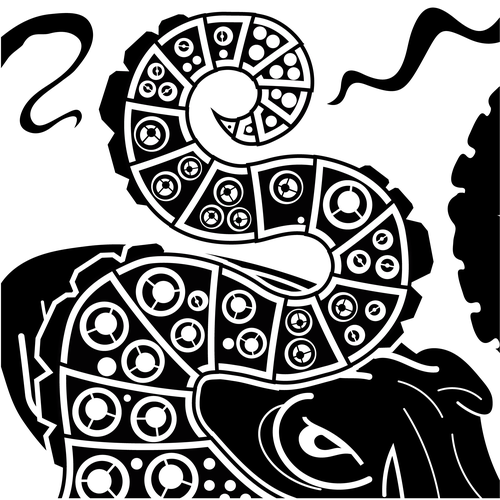 Octopus artwork with the title 'Futuristic octopus tentacle'