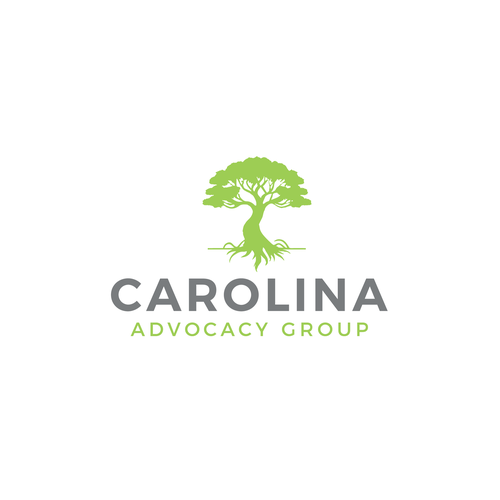 Gray and black design with the title 'Clean Logo Design for Carolina Advocacy Group'
