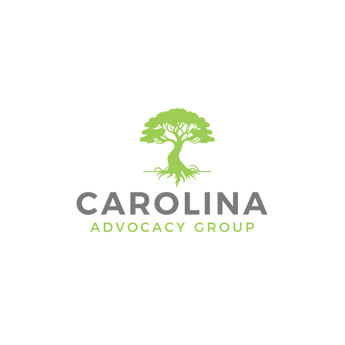 Yellow and gray design with the title 'Clean Logo Design for Carolina Advocacy Group'