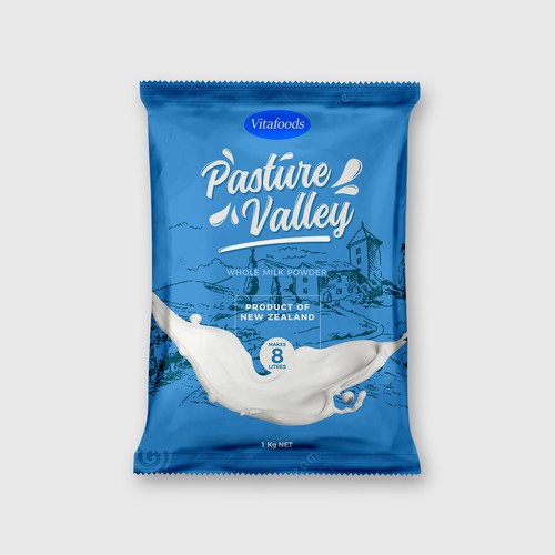 Milk packaging with the title 'Package design for premium health food product from NZ'