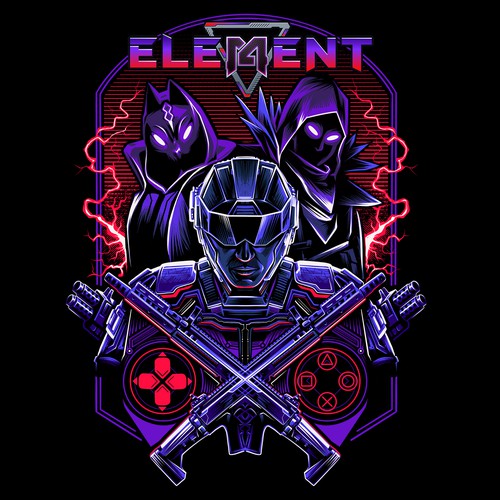 Gaming t-shirt with the title 'Element 14 tshirt design'