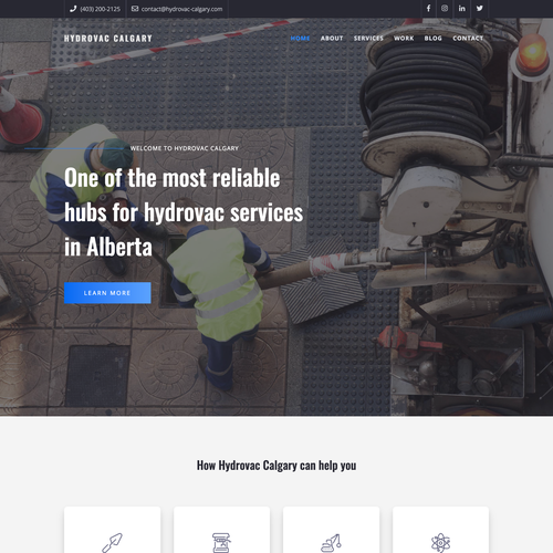 Hydro design with the title 'Hidrovac services website'