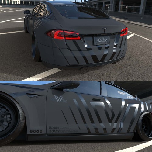 Table design with the title 'Car wrap - Elevate Customs'