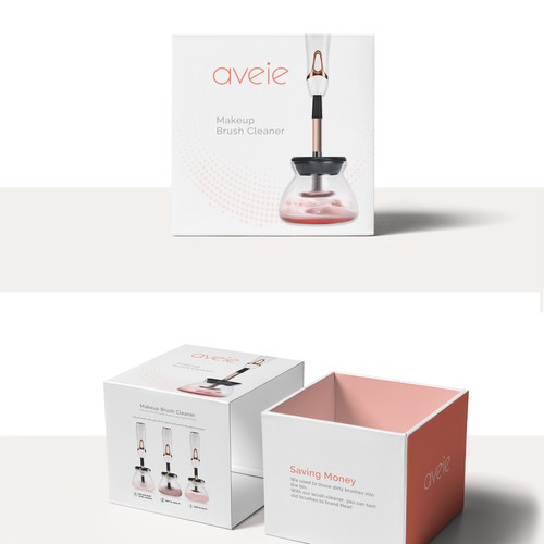 Brush design with the title 'AVEIE - Beauty tech product packaging'