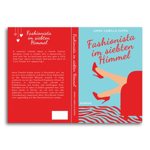 Romantic comedy book cover with the title 'Book cover for a romantic comedy novel'