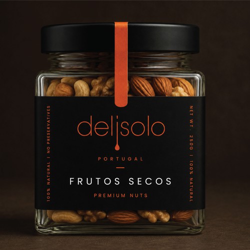 Jar label with the title 'Luxury Food Packaging & Product Label for Delisolo'