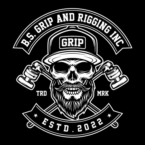 Skull design with the title 'B.S. Grip and ringging inc'