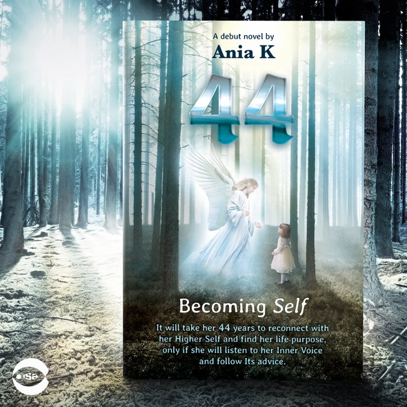 Angel design with the title 'Book cover for “44 – Becoming Self” by Ania K'