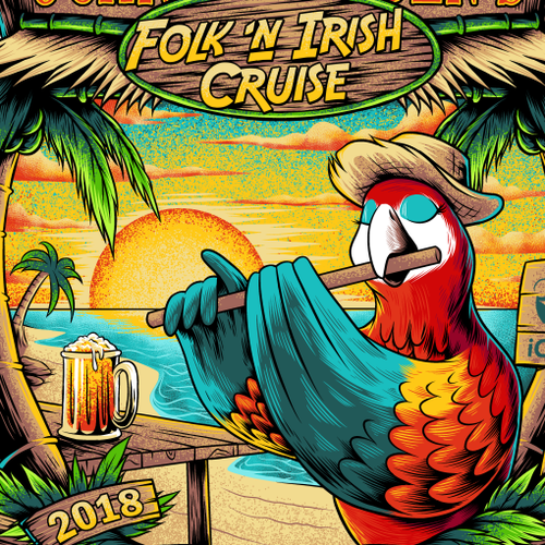 Beach t-shirt with the title 'Joanie Madden's folk n' irish cruise'