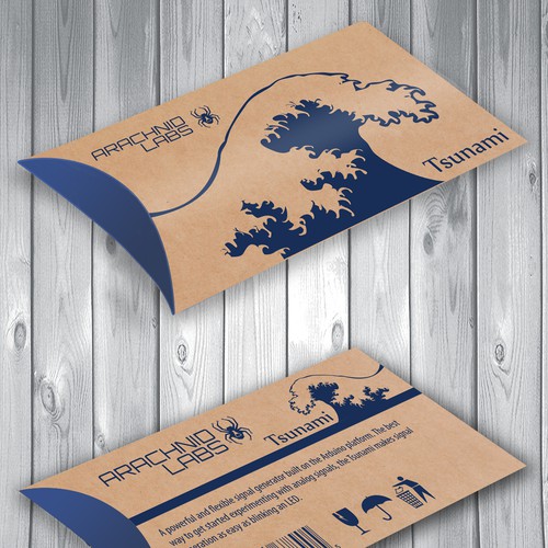 Kraft paper packaging with the title 'Create engaging products packaging for Arachnid Labs' new product'