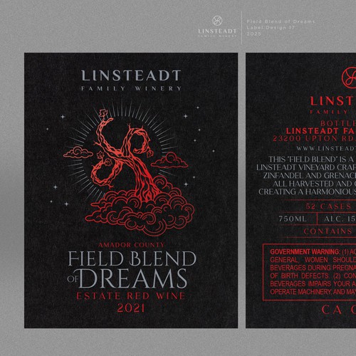 Red wine label with the title 'Wine Label Design'