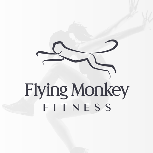 Flying design with the title '[ Available For Purchase ] -- declined logo proposal for Flying Monkey Fitness'