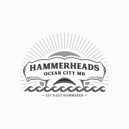 Bar and Grill logo with the title 'Youthful and bold logo concept for "HAMMERHEADS" bar & grill'