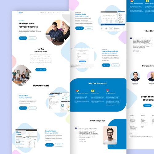 Company profile design with the title 'SmarterTools Redesign'