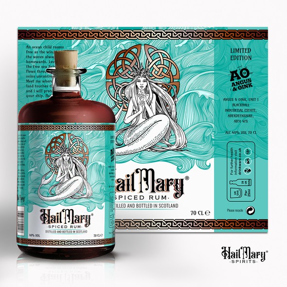 Water label with the title 'Hail Mary'
