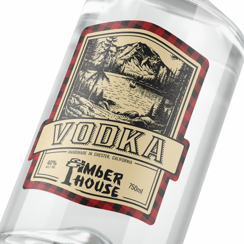 Vintage design with the title 'Vodka Label Design, USA'