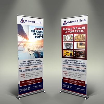Create a vertical exhibition banner for Australia's leading personal asset lender