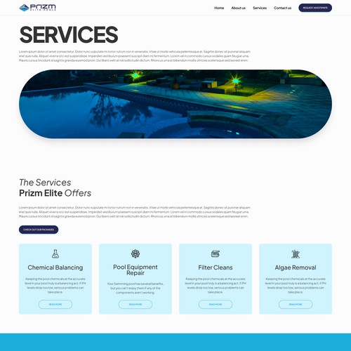 Unique website with the title 'Pool Maintenance Services page'
