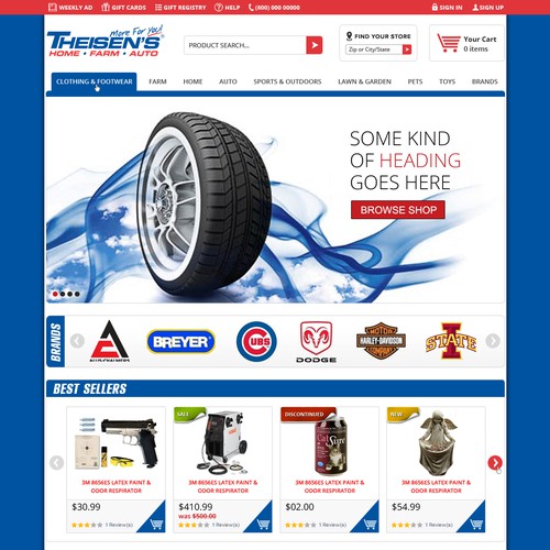 Home website with the title 'Farm & home retailer'