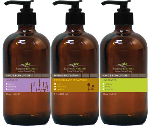 Beauty label with the title 'Packaging design for a skin care line: Eastwood Naturals'