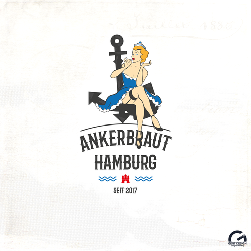 Pin-up girl logo with the title 'Ankerbraut Hamburg fashion logo'