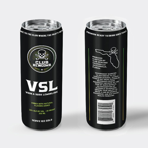 Product label with the title 'Product Packaging - Ready To Drink Cocktail '