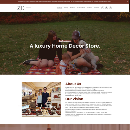 Home decor design with the title 'Zealousdecor - Custom Squarespace Website'